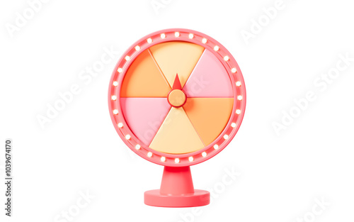 Obraz na plátne Cartoon spinning fortune wheel, fortune spinning wheel for promotion events, 3d rendering