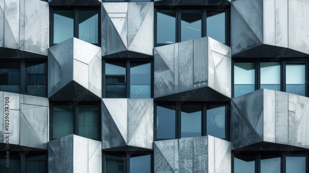 Geometric facade of modern urban building Geometric facade of modern urban building