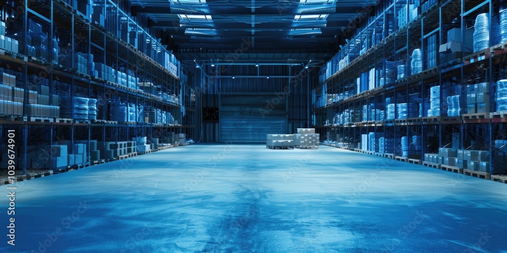 Fototapeta premium A warehouse filled with numerous boxes and shelves for storage