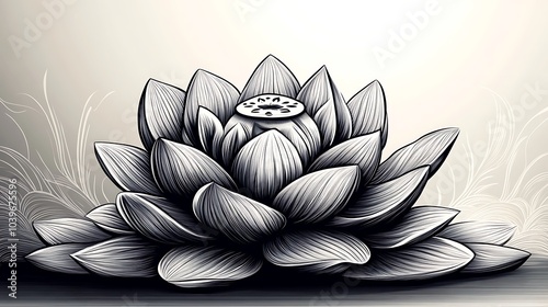 A serene mandala with intricate lotus flowers and chakra symbols, softly glowing in shades of lavender and light blue. The spiritual design evokes calmness and harmony, blending with a soft, photo