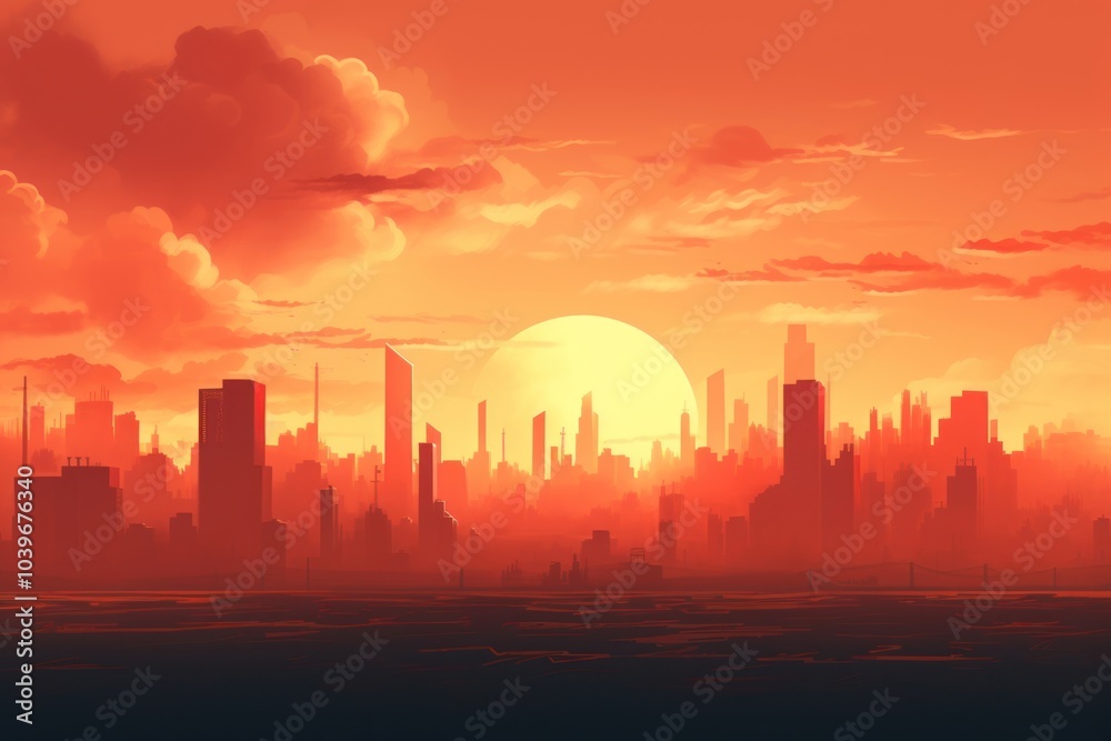 Fototapeta premium Dystopian city architecture landscape cityscape.