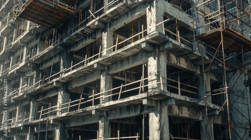 concrete building under construction steel skeleton tower structure concrete building under construction steel skeleton tower structure