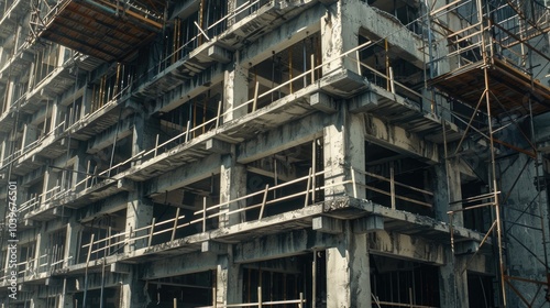 concrete building under construction steel skeleton tower structure