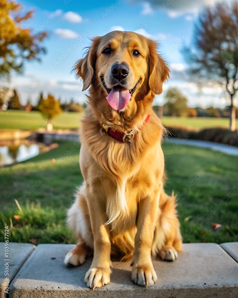 Adorable Golden Retriever at Outdoor Adorable Golden Retriever at Outdoor