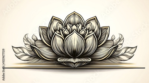 A sleek, minimalist mandala in soft golden lines, placed on a white background. The simple yet symmetrical design embodies elegance and tranquility, with refined details. Created using minimalism, photo