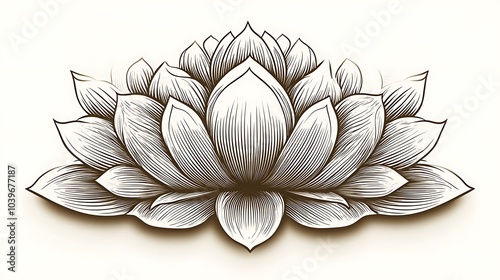 A sleek, minimalist mandala in soft golden lines, placed on a white background. The simple yet symmetrical design embodies elegance and tranquility, with refined details. Created using minimalism, photo