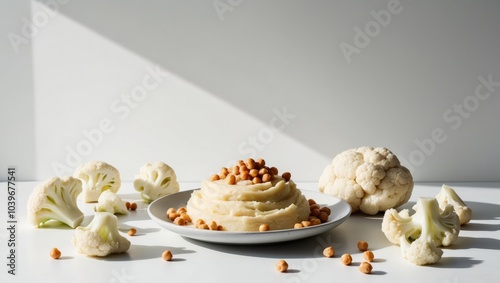 Mashed Potatoes with Chickpeas and Cauliflower. photo