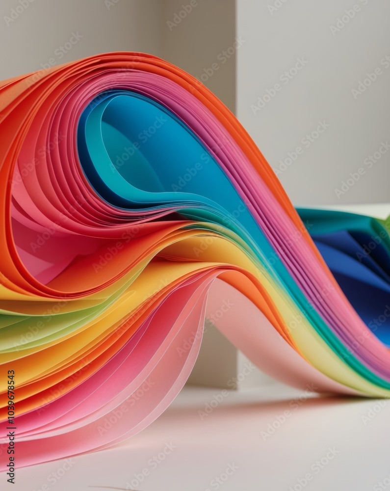 Fototapeta premium Vibrant Waves of Colorful Paper Abstraction.
