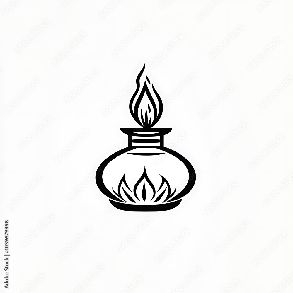 A black and white illustration of a genie lamp with a flame coming from the top. A black and white illustration of a genie lamp with a flame coming from the top.