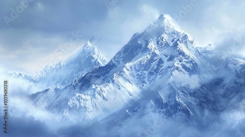 winter in the mountains snowy mountain peaks photo