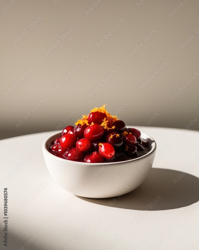zesty cranberry sauce with a bright red hue made from fresh cranberries and a hint of sweet orange zest.