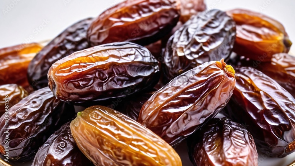 Close-Up Photography of Fresh Dates on White Background, Fresh dates displayed on a clean, minimalist white background, highlighting texture Close-Up Photography of Fresh Dates on White Background, Fresh dates displayed on a clean, minimalist white background, highlighting texture