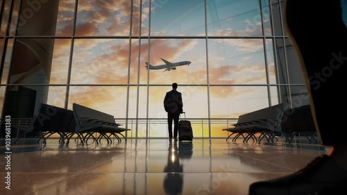 A Man Standing In Front Of A Window With A Suitcase In Front Of Him Airport Travel Photography Business Travel
