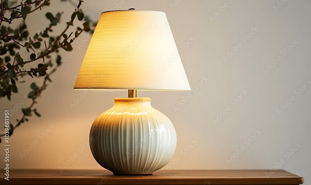 Close-up of a bright table lamp near the bed, Generative Ai
Close-up of a bright table lamp near the bed, Generative Ai