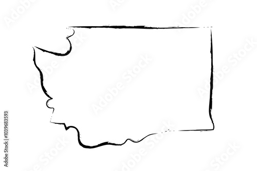Washington state hand drawn map. Simple US state outline sketch map. Doodle style map isolated on white for business designs.