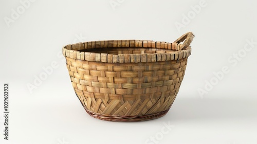 Bamboo basket isolated on white background Wooden basket on white background With work path