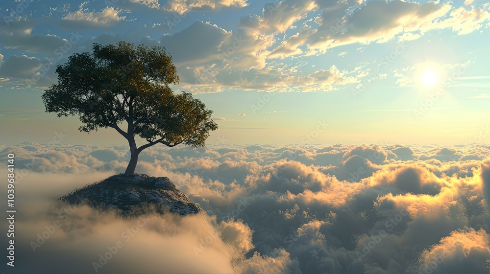 Fototapeta premium Tree silhouette against the clouds