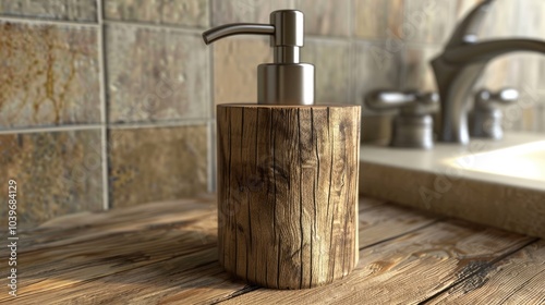 Natural dispenser with wood texture photo