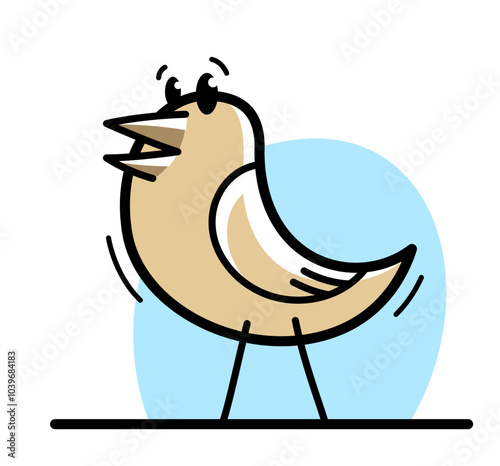 Little cute bird standing and looking funny cartoon flat vector illustration isolated on white. photo