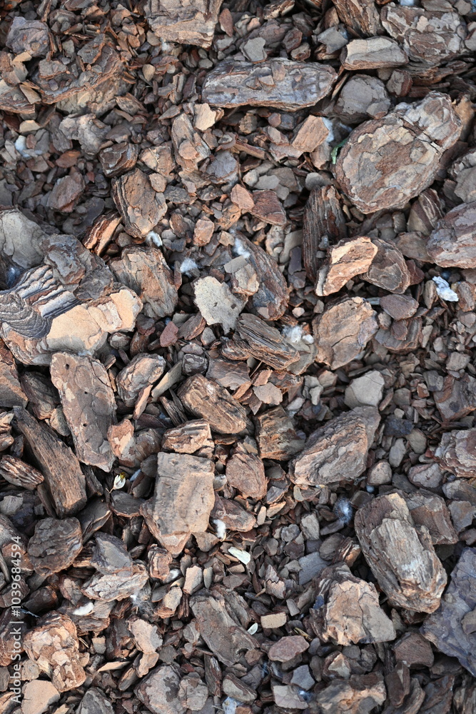 texture of bark pieces as ground cover, bark pieces covering the surface, brown bark close-up texture of bark pieces as ground cover, bark pieces covering the surface, brown bark close-up