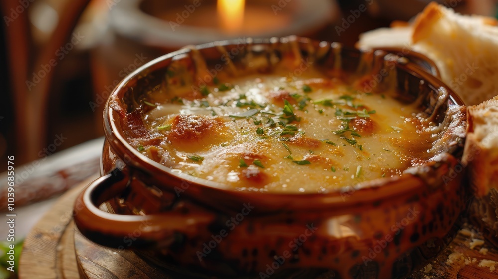 Homemade French Onion Soup with Cheese and Bread Homemade French Onion Soup with Cheese and Bread