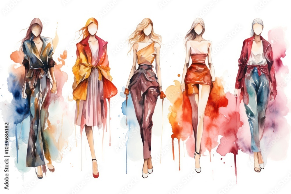 Fototapeta premium Fashion sketch painting footwear.