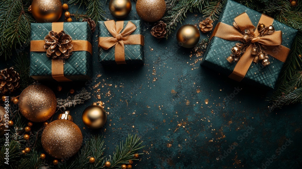 Fairytale Christmas tale, fir branches, gifts and toys on a beautiful background. With space for text. Fairytale Christmas tale, fir branches, gifts and toys on a beautiful background. With space for text.