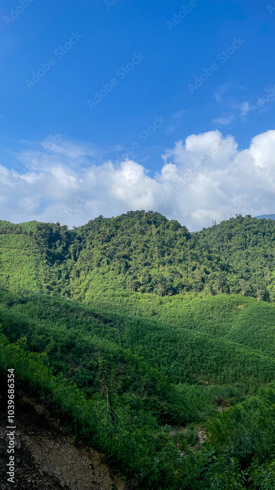 Lush green hills under a vibrant blue sky represent the beauty of nature, perfect for Earth Day celebrations and conservation themes Lush green hills under a vibrant blue sky represent the beauty of nature, perfect for Earth Day celebrations and conservation themes