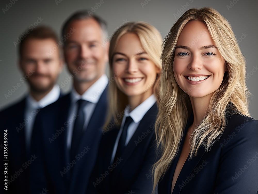 Portrait of a smiling business team in formal attire Portrait of a smiling business team in formal attire