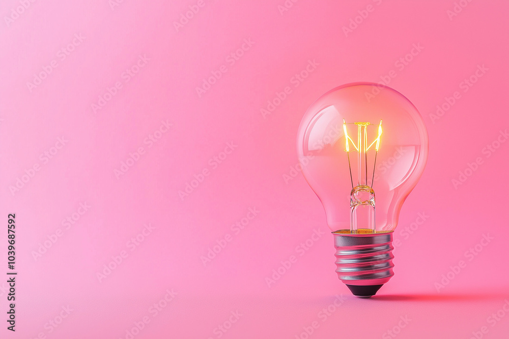 Light Bulb on Pink Background Idea Concept Light Bulb on Pink Background Idea Concept