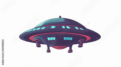 Illustration of a flying space saucer. UFO. Alien flying ship.