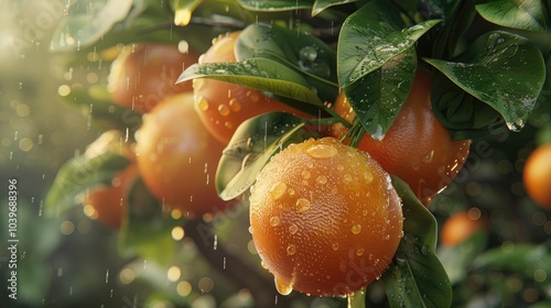 Grapefruits on a tree photo