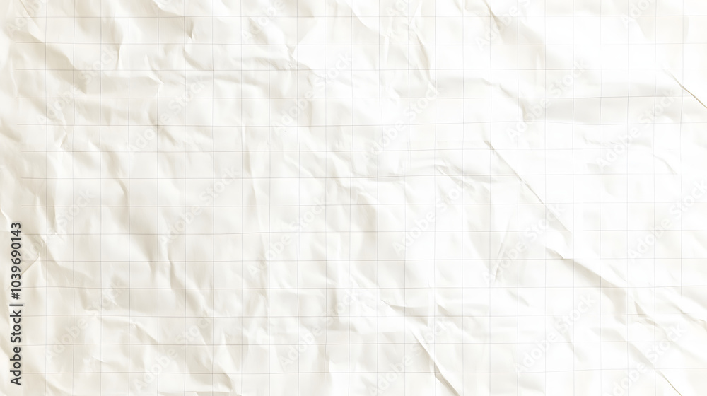 Close-up of a crumpled white sheet of paper with a textured surface, representing imperfection, drafts, and creativity