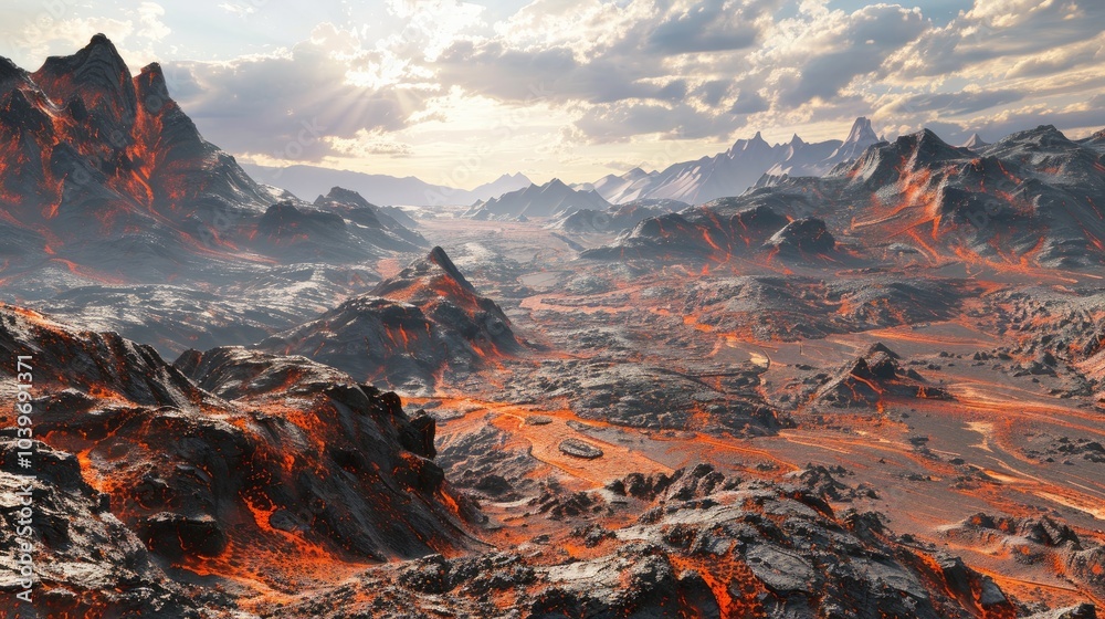 Obraz premium arid and burn landscape view from mountain