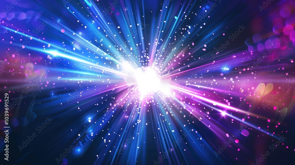 Fototapeta premium Abstract Cosmic Explosion with Bright Lights and Glitter
