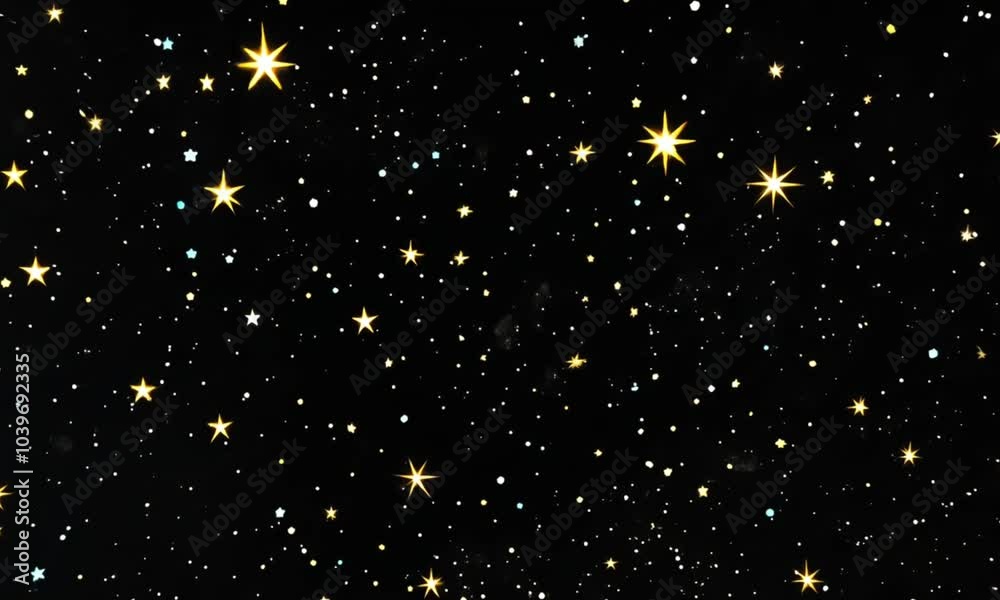 beautiful stars gold color on a black background