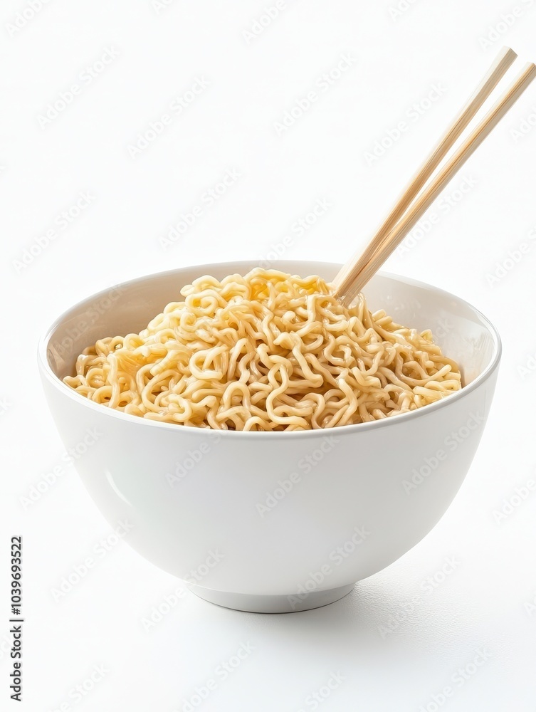 Instant Noodle. Bowl of Noodle with Chopsticks on White Isolated Background Instant Noodle. Bowl of Noodle with Chopsticks on White Isolated Background