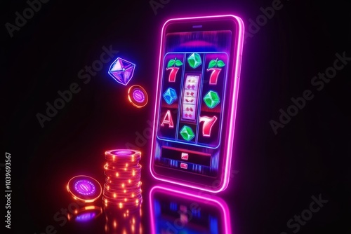  vertical phone displaying a 3D integrated slot machine or roulette game. photo