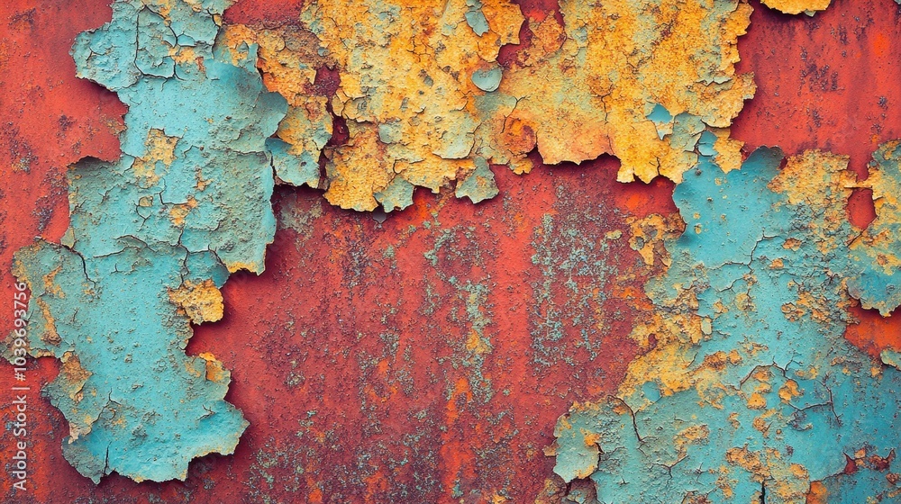 Colorful Texture of Peeling Paint and Rust
