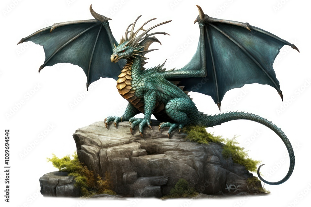 Fototapeta premium Dragon animal white background representation.