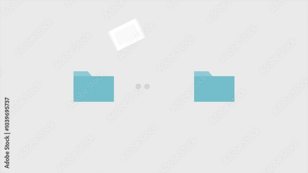 File copy from one blue folder to another with loading bar in modern minimalistic design. Data transfer animation on the silver background. Document backup, cloud computing idea. File copy from one blue folder to another with loading bar in modern minimalistic design. Data transfer animation on the silver background. Document backup, cloud computing idea.
