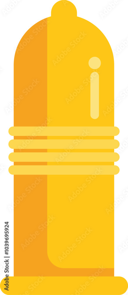 Golden condom standing on white background representing safe sex and contraception Golden condom standing on white background representing safe sex and contraception