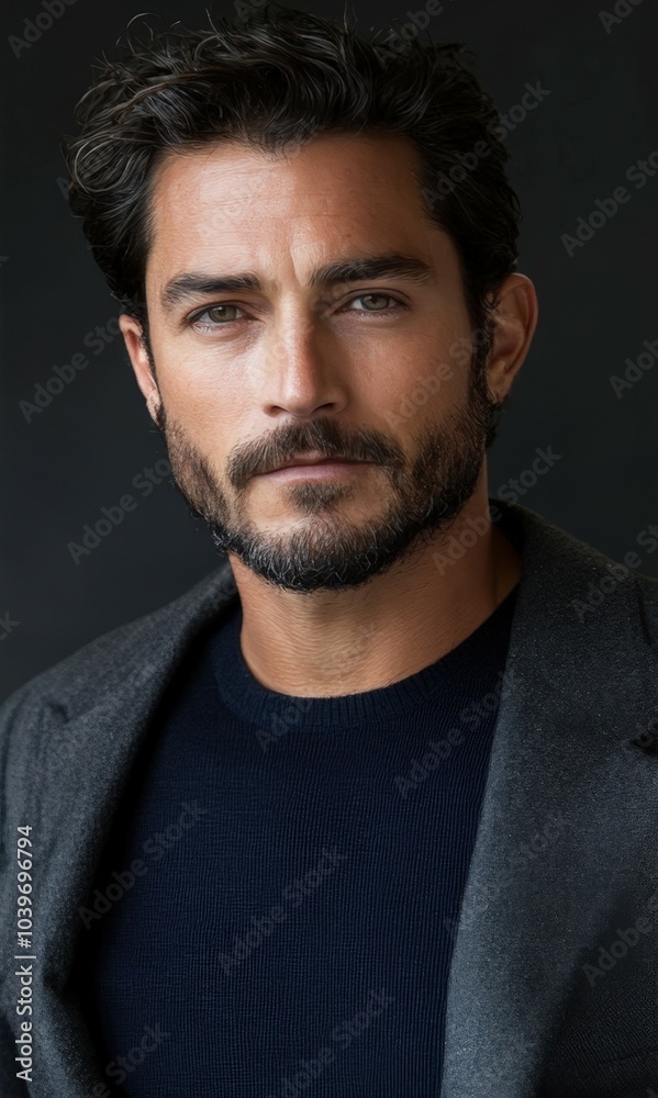 Stylish man with beard and tousled hair wearing a coat. Ideal for fashion, portrait, and lifestyle themes. Stylish man with beard and tousled hair wearing a coat. Ideal for fashion, portrait, and lifestyle themes.