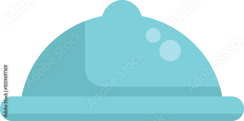 Restaurant cloche keeping food warm on a plate icon in flat style