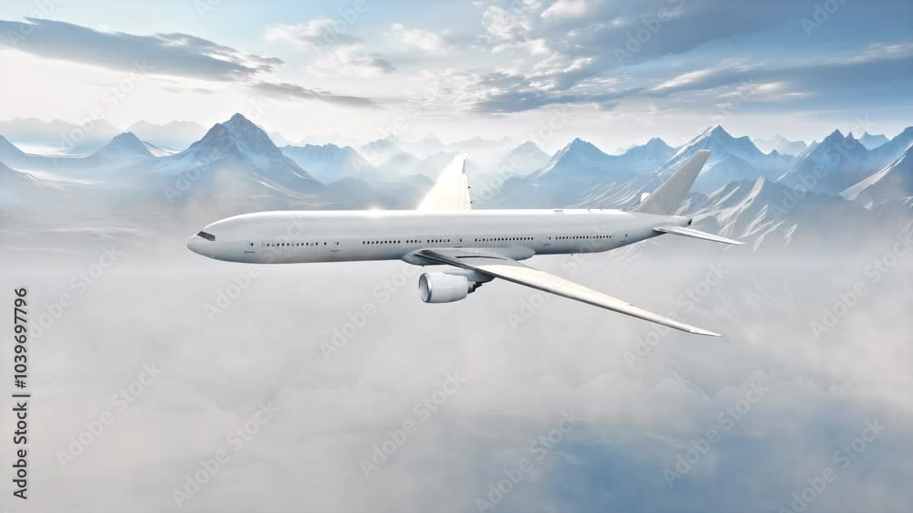 A Large Jetliner Flying Through A Cloudy Sky Over Mountains And Clouds Airport Advertising Photography Freight Forwarding
