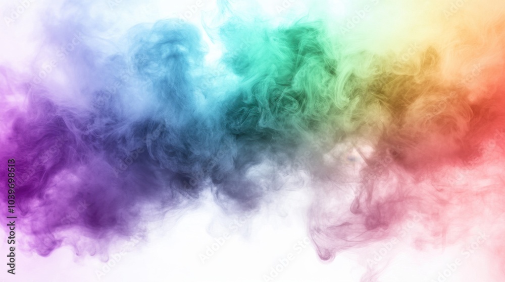 A vibrant blend of colorful smoke swirling gracefully in the air during a creative art performance at twilight