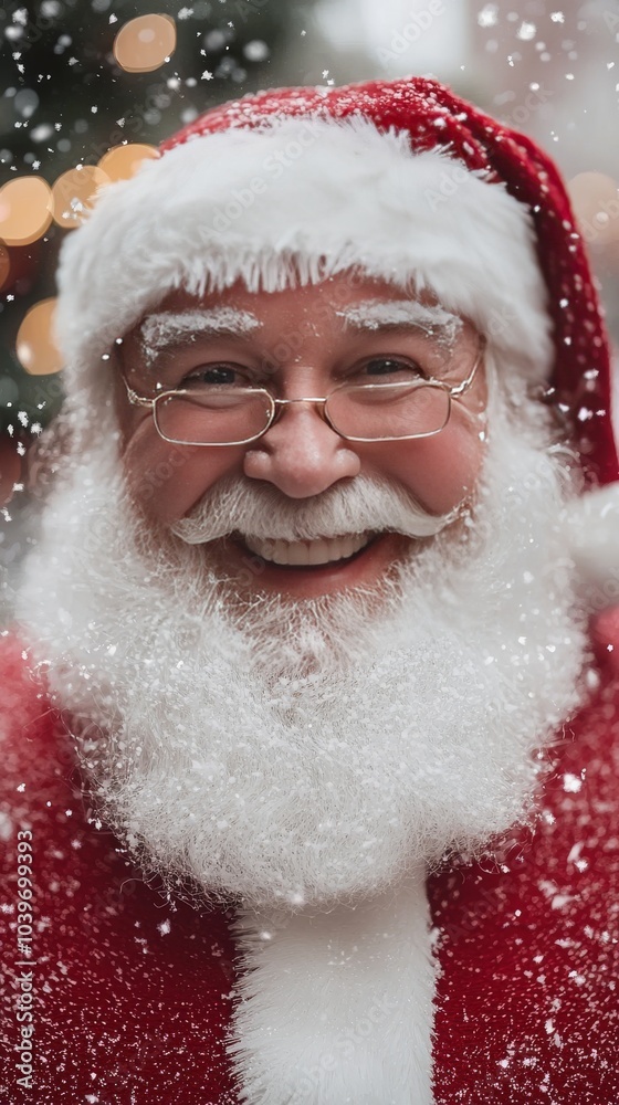 Santa Claus in Snow Portrait of a Smiling Man in Red Suit Santa Claus in Snow Portrait of a Smiling Man in Red Suit