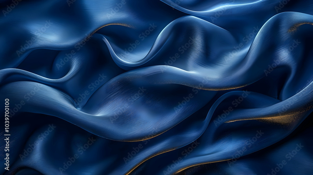 Obraz premium Abstract Blue and Gold 3D Wave Background
