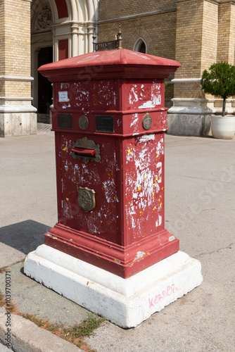 Old red letterbox in Novi Sad
