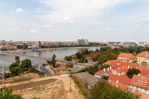 Panoramic view of Novi Sad on a summer day from the Petrovaradin Fortress